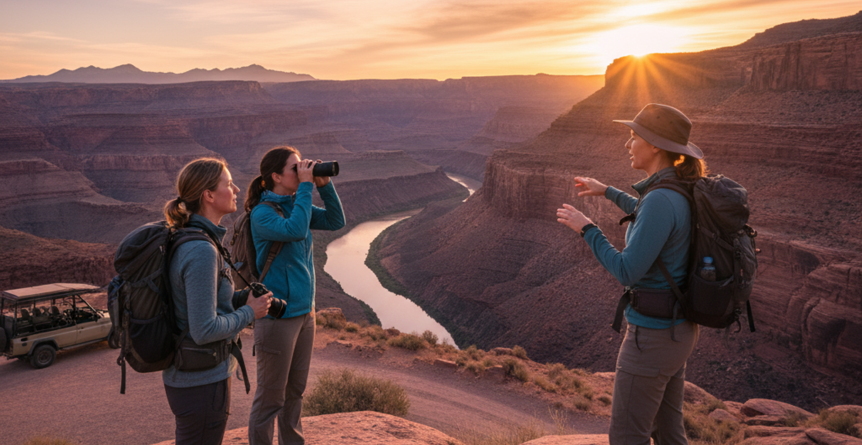 Tour guide helping travelers